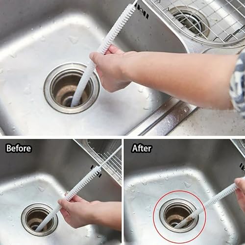 ERZA Sink Drain Overflow Cleaning Brush, Household Sewer Hair Catcher, Drain Brush, Bendable Long Pipe Cleaners Flexible Cleaning Tool for Home Kitchen Sink, Shower and Bathtub, Pack of 1 - Image 5