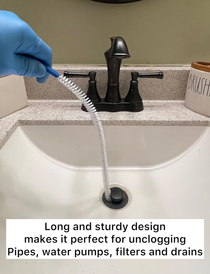 ERZA Sink Drain Overflow Cleaning Brush, Household Sewer Hair Catcher, Drain Brush, Bendable Long Pipe Cleaners Flexible Cleaning Tool for Home Kitchen Sink, Shower and Bathtub, Pack of 1 - Image 4