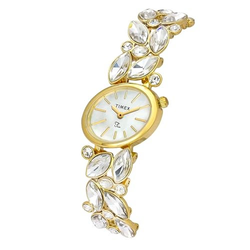 TIMEX Fria Analog Watch for Women with White Oval Dial & Gold Brass Bracelet Band Water Resistant Women's Wrist Watches - TWEL20901 - Image 2