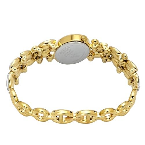 TIMEX Fria Analog Watch for Women with White Oval Dial & Gold Brass Bracelet Band Water Resistant Women's Wrist Watches - TWEL20901 - Image 3