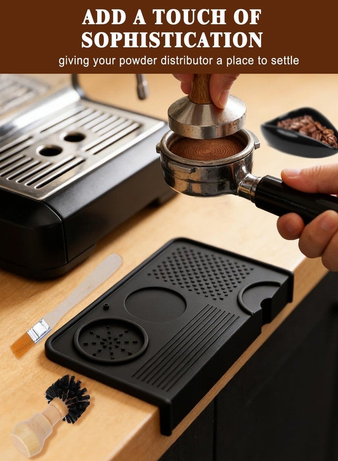 Prokitchen Upgraded Silicone Tamping Mat & Coffee Brush, Durable Tamper Mat Counter Pad, Espresso Machines Acceessories for Home Baristas, Espresso Tamping Station - Black - Image 4