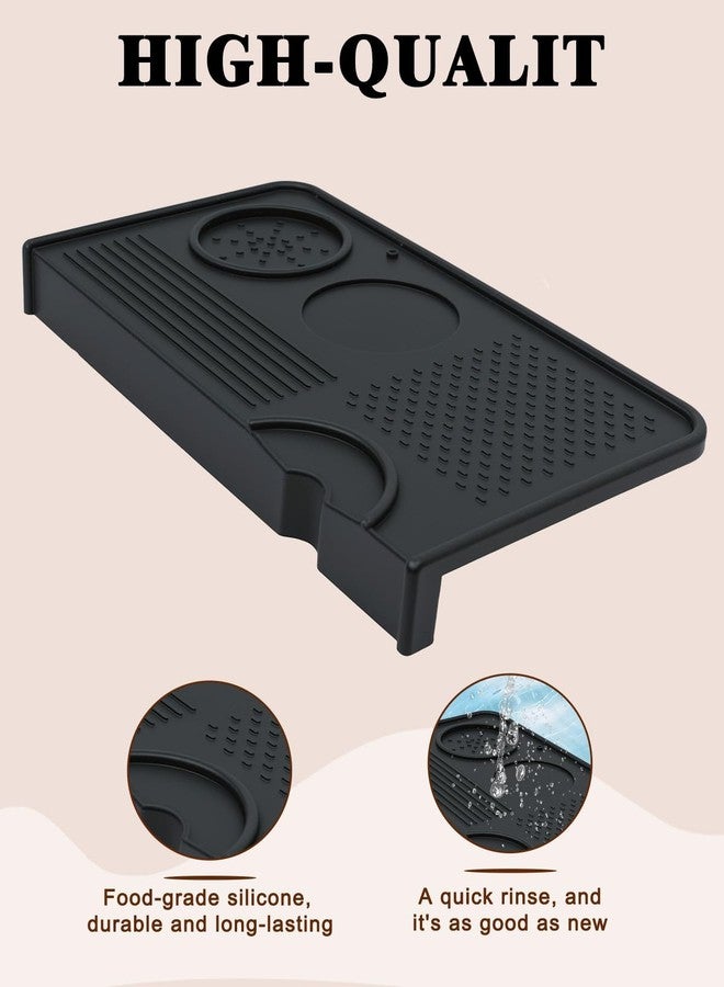Prokitchen Upgraded Silicone Tamping Mat & Coffee Brush, Durable Tamper Mat Counter Pad, Espresso Machines Acceessories for Home Baristas, Espresso Tamping Station - Black - Image 5