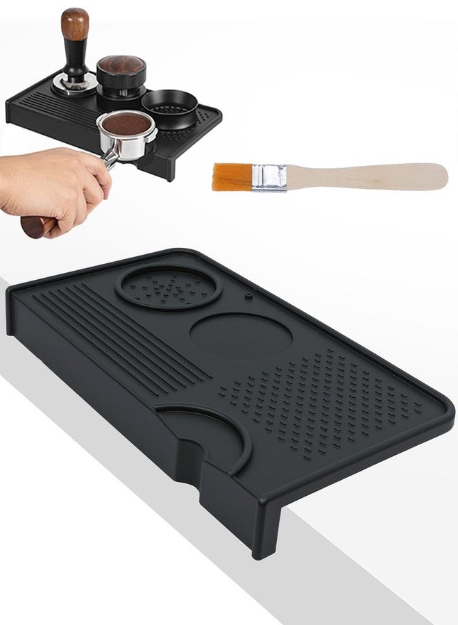 Prokitchen Upgraded Silicone Tamping Mat & Coffee Brush, Durable Tamper Mat Counter Pad, Espresso Machines Acceessories for Home Baristas, Espresso Tamping Station - Black - Image 1