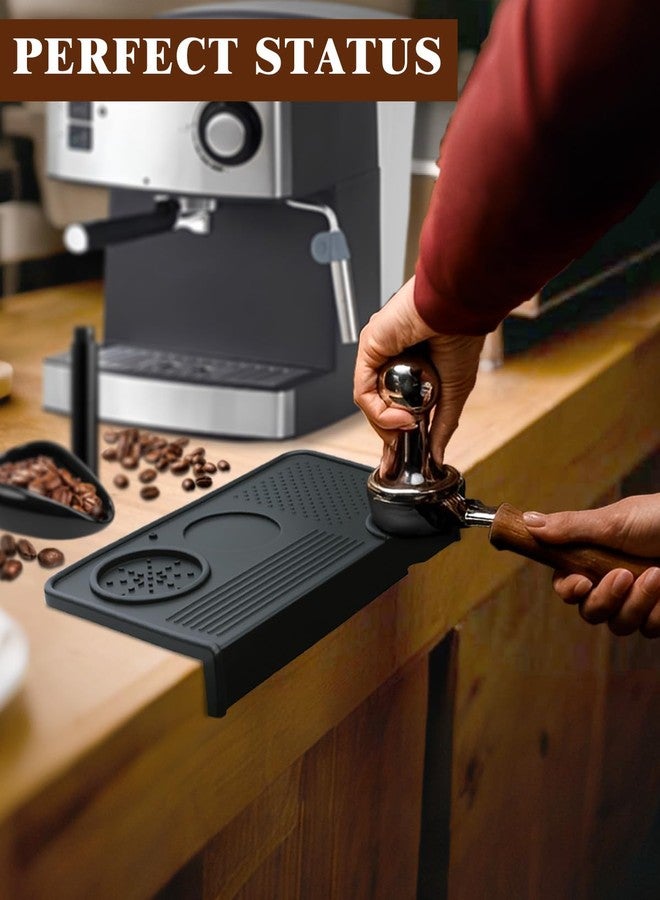 Prokitchen Upgraded Silicone Tamping Mat & Coffee Brush, Durable Tamper Mat Counter Pad, Espresso Machines Acceessories for Home Baristas, Espresso Tamping Station - Black - Image 2