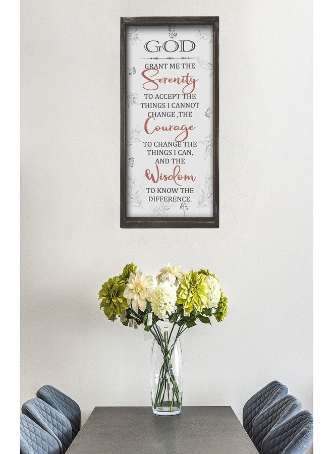 Buecasa Farmhouse God Serenity Prayer Wall Decor Sign - Religious Bible Verse Room Decoration Wall Art with Rustic Solid Wood Frame 16x9.5 Inches Vertical - Image 3