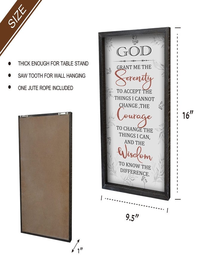 Buecasa Farmhouse God Serenity Prayer Wall Decor Sign - Religious Bible Verse Room Decoration Wall Art with Rustic Solid Wood Frame 16x9.5 Inches Vertical - Image 5
