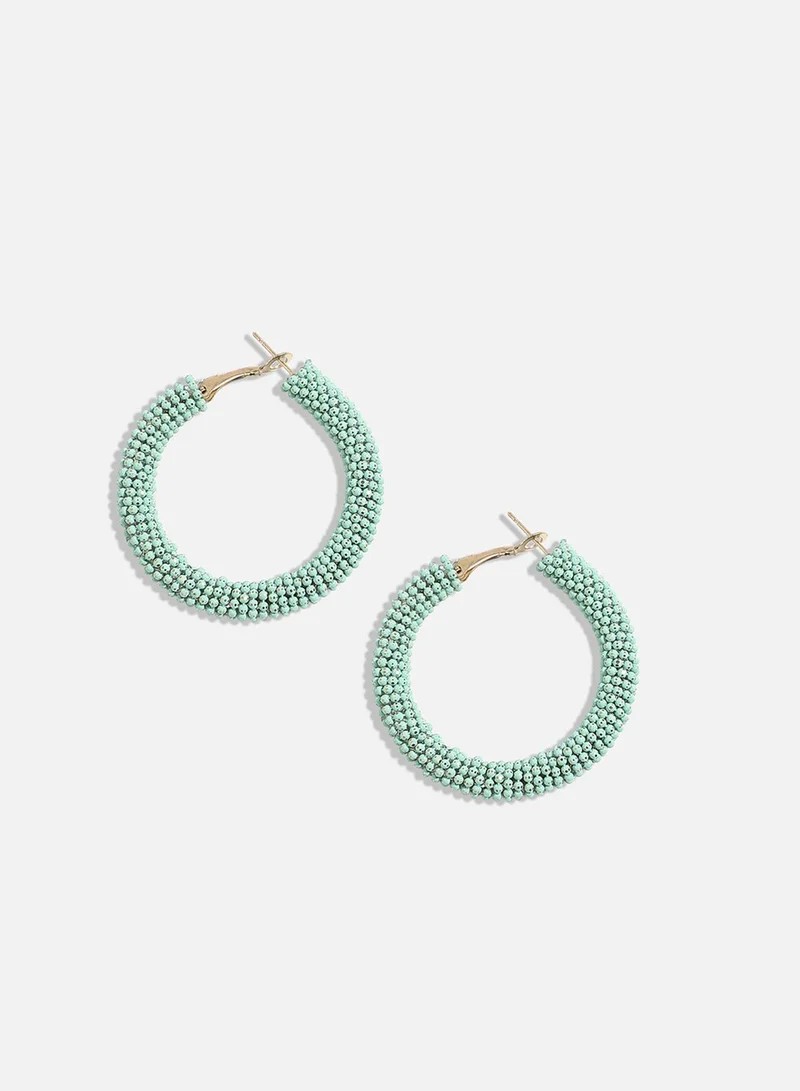 SOHI Beaded Cluster Artificial Hoop Earring Jewellery