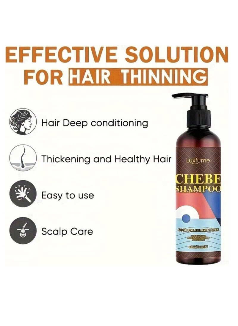 Luxfume 250ml Chebe Shampoo for Hair Growth Chebe Shampoo with Shea Butter Anti Dandruff Shampoo with Chebe Powder Hair Growth Moisturizing and Hair Thickening Chebe Shampoo Deep Conditioning  - Image 3