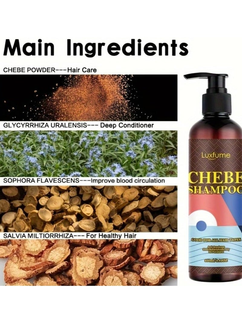 Luxfume 250ml Chebe Shampoo for Hair Growth Chebe Shampoo with Shea Butter Anti Dandruff Shampoo with Chebe Powder Hair Growth Moisturizing and Hair Thickening Chebe Shampoo Deep Conditioning  - Image 5