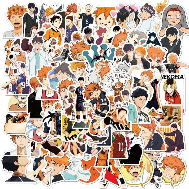 MINRAIN 100PCS Funny Cartoon Haikyuu Waterproof Sticker for Water Bottles Cartoon Characters Stickers for Kids, Toddlers, Teens, Girls, Adults (Haikyuu) - Image 1