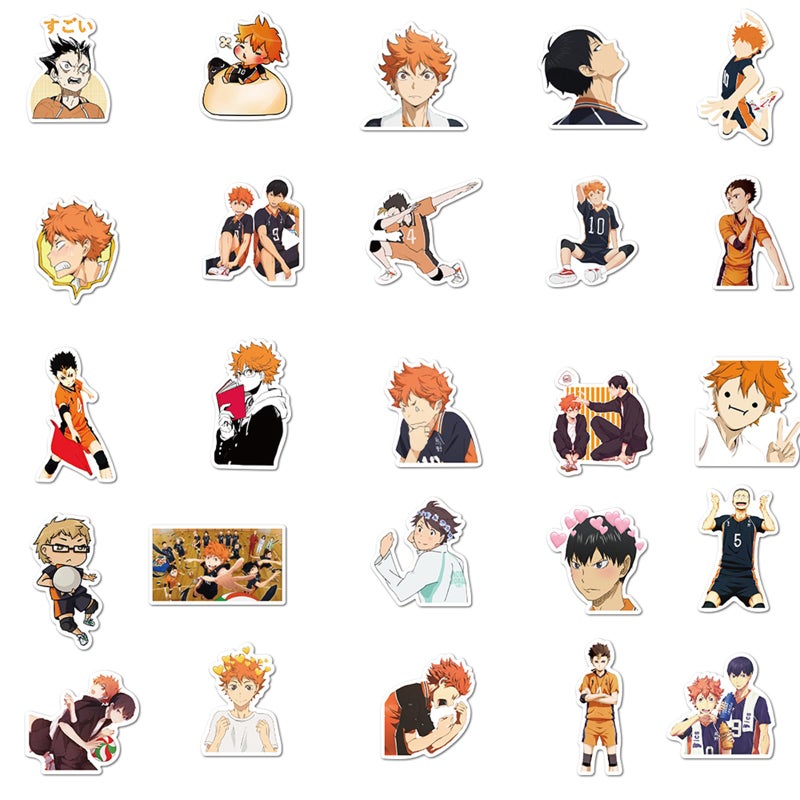 MINRAIN 100PCS Funny Cartoon Haikyuu Waterproof Sticker for Water Bottles Cartoon Characters Stickers for Kids, Toddlers, Teens, Girls, Adults (Haikyuu) - Image 4