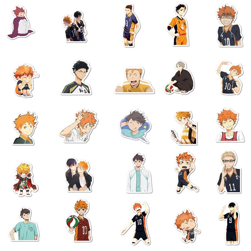 MINRAIN 100PCS Funny Cartoon Haikyuu Waterproof Sticker for Water Bottles Cartoon Characters Stickers for Kids, Toddlers, Teens, Girls, Adults (Haikyuu) - Image 3