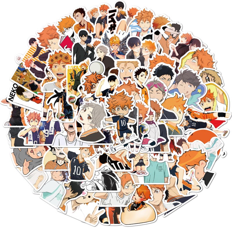 MINRAIN 100PCS Funny Cartoon Haikyuu Waterproof Sticker for Water Bottles Cartoon Characters Stickers for Kids, Toddlers, Teens, Girls, Adults (Haikyuu) - Image 2