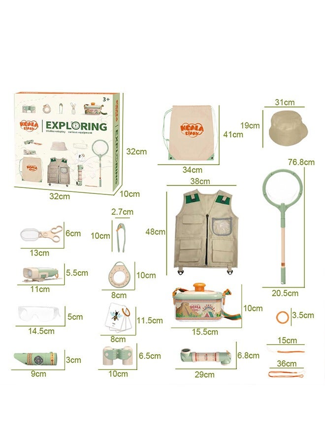 Kids Camping Set, Outdoor Explorer Costume Kit for Boys and Girls with Washable Premium Safari Vest and Hat Set Role-Play with Adventure Kit - Image 1