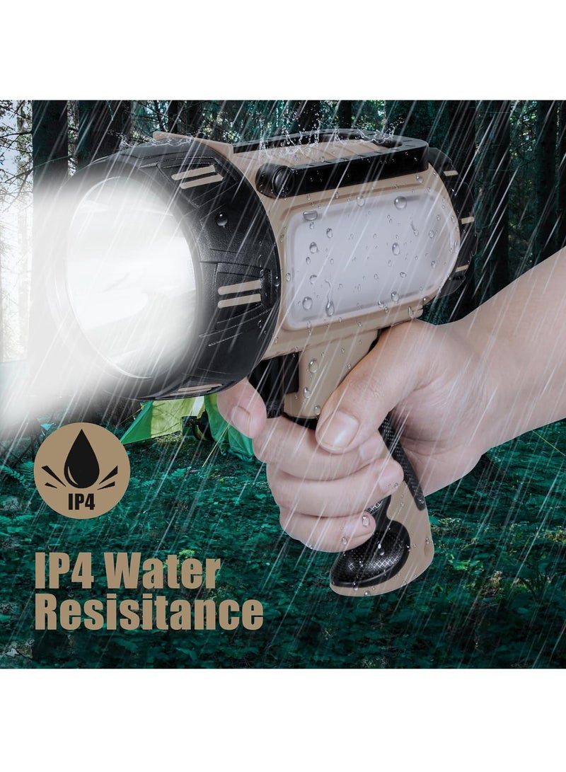 Super Bright Rechargeable Spotlight, Handheld Rechargeable LED Flashlight, Tactical Searchlight with USB Output, 6 Light Modes Camping Light (Gray) - Image 5