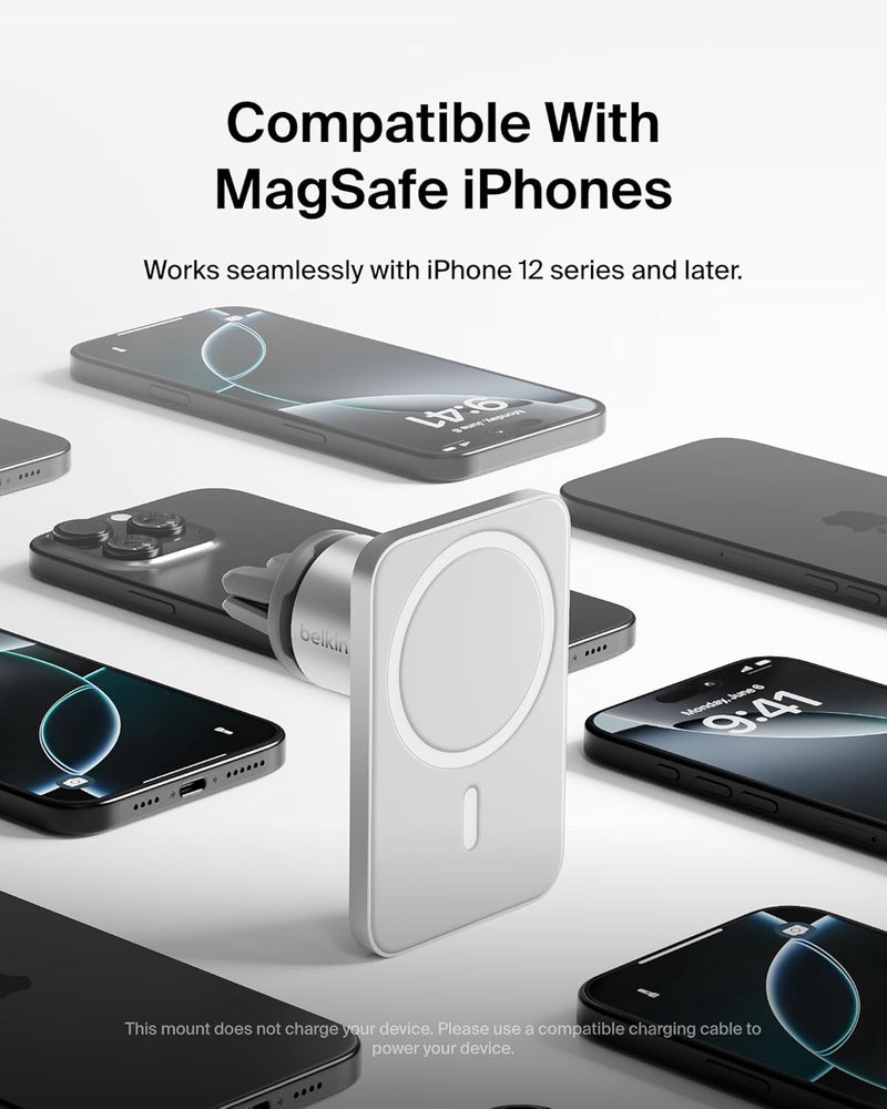belkin Belkin MagSafe Vent Mount Pro MagSafe iPhone Mount For Car  Silver  - Image 3