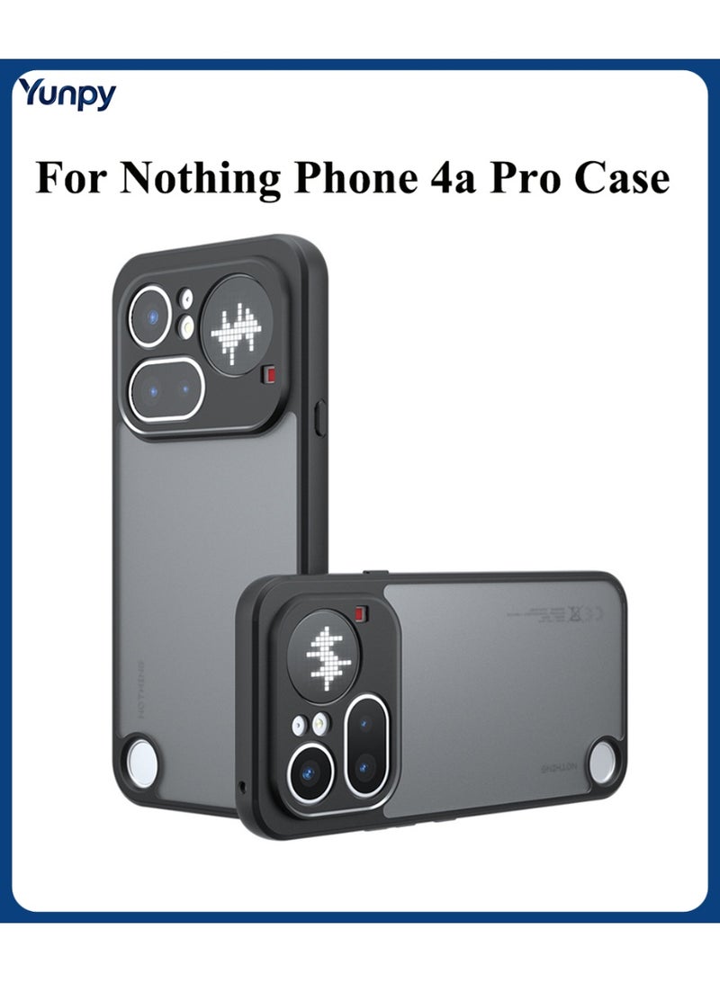 Yunpy Matte Transparent Case for Nothing Phone 4a Pro - Shockproof TPU Bumper with Camera Protection Slim Fit Cover Black - Image 1
