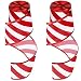 Dilunave 2 Rolls 25 Inch x 6 Yards Christmas Red and White Ribbon Christmas Candy Cane Wired Edge Ribbons DIY Craft for Xmas Tree Decorations Wreath Bows Making Gift WrappingDiagonal Stripes - Image 2