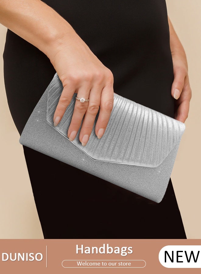 DUNISO Women Shiny Glitter Evening Clutch Bag Envelope Handbag Chain Purse Bag Crossbody Bag for Wedding Formal Cocktail Party - Image 1