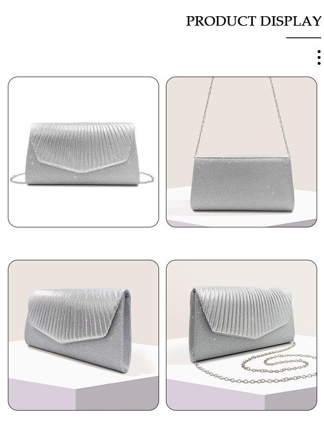 DUNISO Women Shiny Glitter Evening Clutch Bag Envelope Handbag Chain Purse Bag Crossbody Bag for Wedding Formal Cocktail Party - Image 5