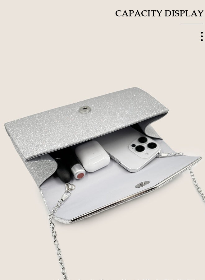 DUNISO Women Shiny Glitter Evening Clutch Bag Envelope Handbag Chain Purse Bag Crossbody Bag for Wedding Formal Cocktail Party - Image 4