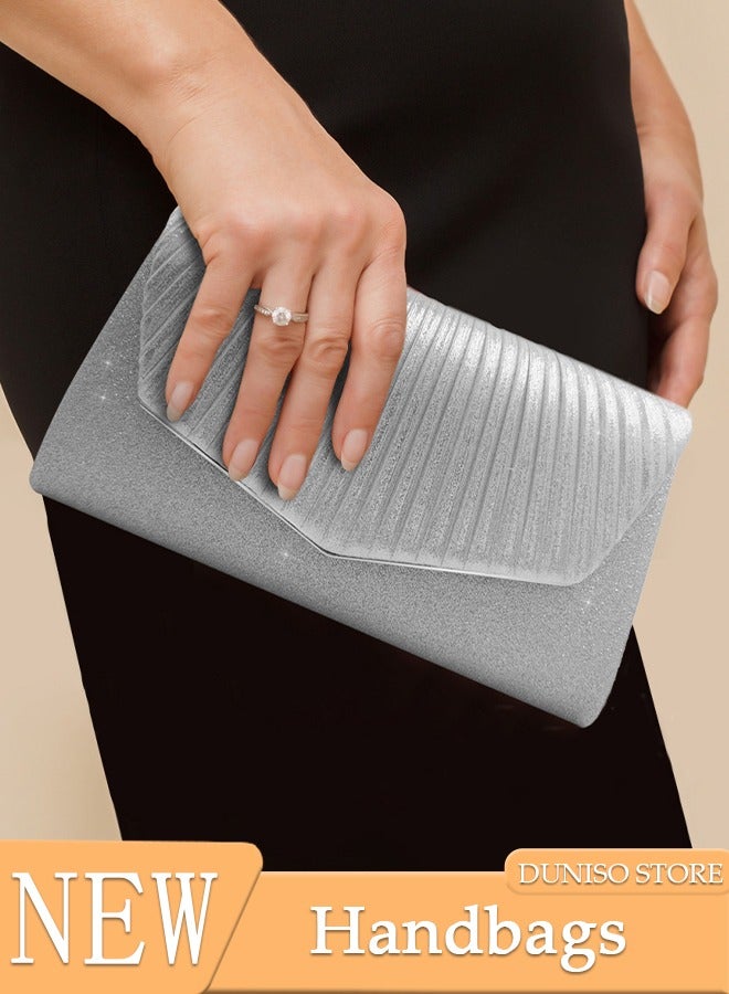 DUNISO Women Shiny Glitter Evening Clutch Bag Envelope Handbag Chain Purse Bag Crossbody Bag for Wedding Formal Cocktail Party  - Image 1