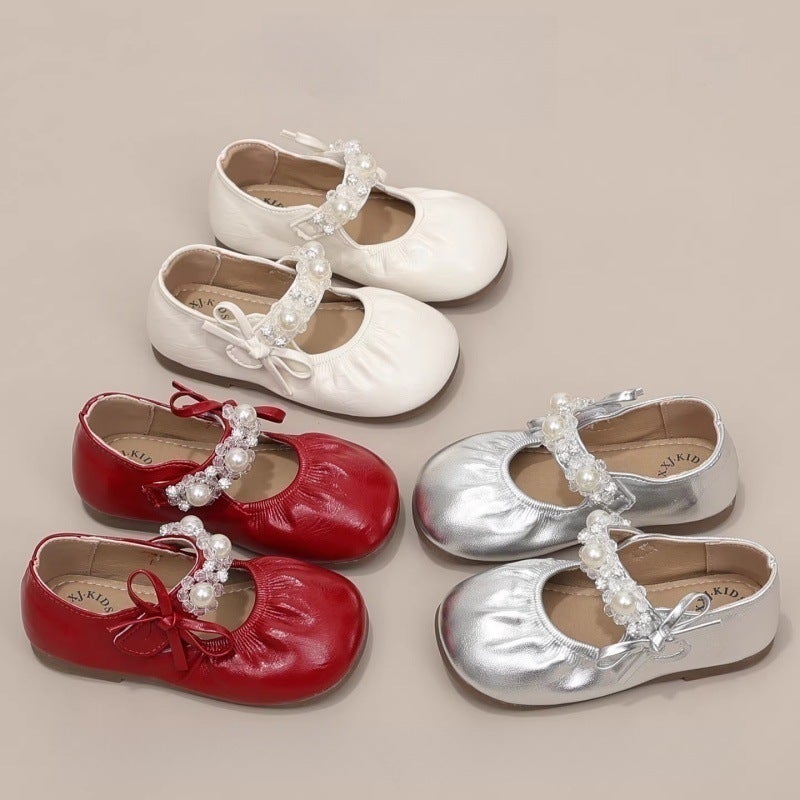 Girls'' Princess Rhinestone Leather Shoes 2026 Spring and Autumn New Style Children''s Shoes Little Girls Soft Sole Shallow Mouth Loafers Single Shoes - Image 3