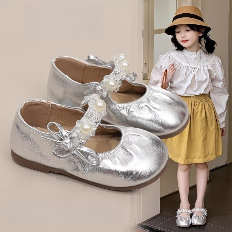 Girls'' Princess Rhinestone Leather Shoes 2026 Spring and Autumn New Style Children''s Shoes Little Girls Soft Sole Shallow Mouth Loafers Single Shoes - Image 2