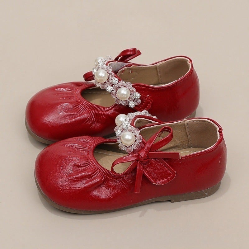 Girls'' Princess Rhinestone Leather Shoes 2026 Spring and Autumn New Style Children''s Shoes Little Girls Soft Sole Shallow Mouth Loafers Single Shoes - Image 4