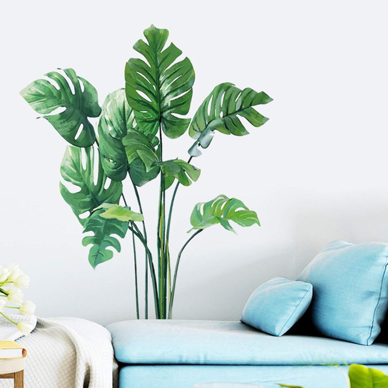 Eutecado Leaf Wall Decals Monstera Tropical Plants Wall Stickers for Living Room, Palm Wall Posters Natural Green Plants Art Murals Vinyl Wallpaper for Bedroom Nursery Office - Image 5