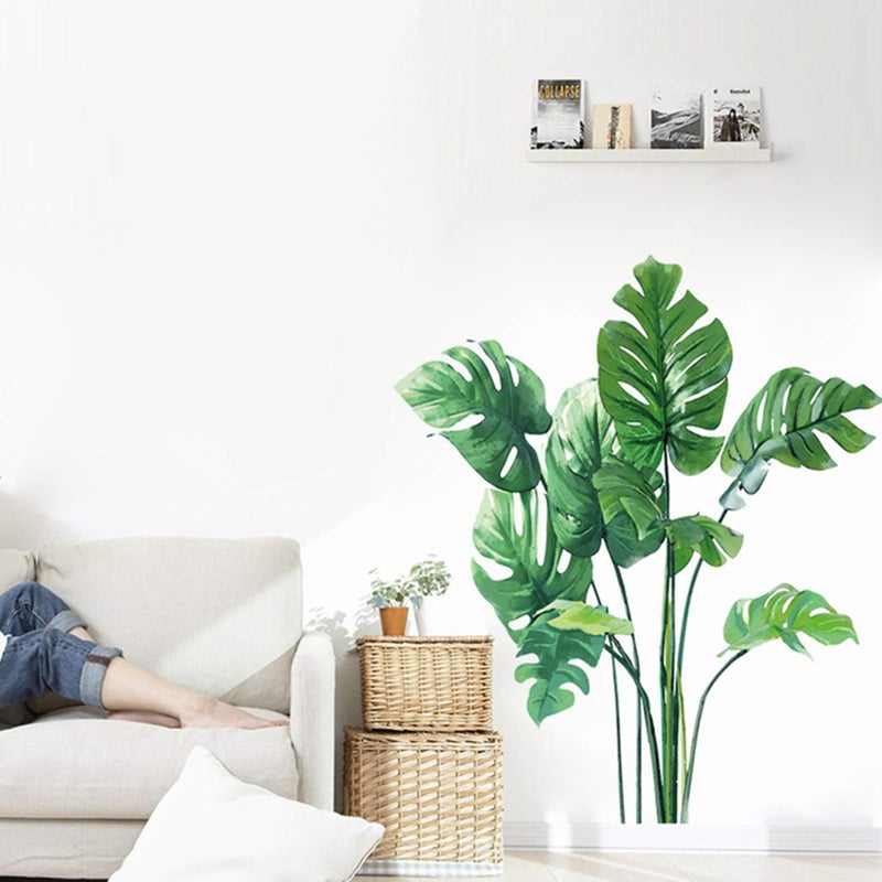 Eutecado Leaf Wall Decals Monstera Tropical Plants Wall Stickers for Living Room, Palm Wall Posters Natural Green Plants Art Murals Vinyl Wallpaper for Bedroom Nursery Office - Image 3