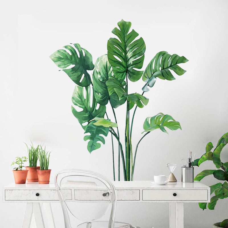 Eutecado Leaf Wall Decals Monstera Tropical Plants Wall Stickers for Living Room, Palm Wall Posters Natural Green Plants Art Murals Vinyl Wallpaper for Bedroom Nursery Office - Image 4