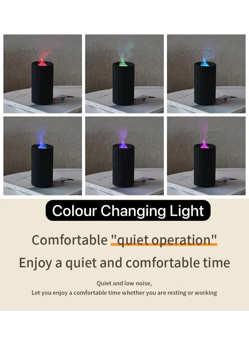 FLOJOY Asian 100ML Flame Effect Diffuser Essential Oil fire Mini Portable Humidifier Works USB with 7 Colour Changing Led Light Cool Mist for Car Home Office Bedroom Gym Spa 2 Free Oils in Pack  - Image 3