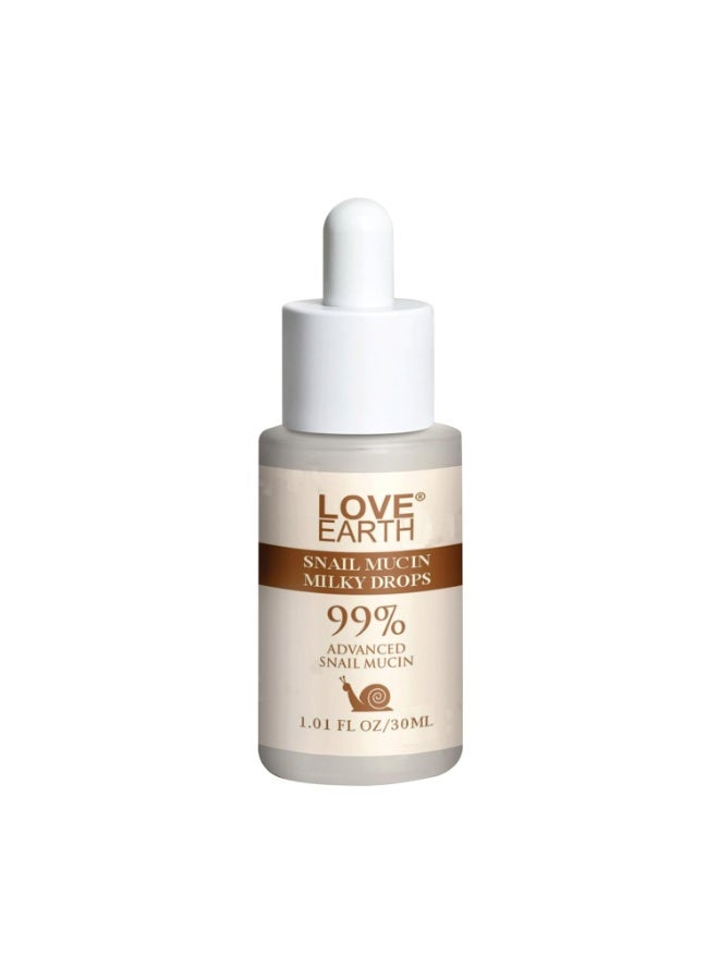 Love Earth Snail Mucin Milky Drops 99% Advanced Snail Mucin For Hydration, Skin Repair, Soothing & Calming | All Skin Type |30ML - Image 2