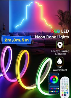 Litus LED Light Strip Neon light with Remote Control, Plug Charge,Waterproof, Ideal for Patterns lighting, TV Backlighting, Gaming Room, Bedroom, and Indoor Decor – Available in Lengths 2m, 3m, 5m  - Image 1