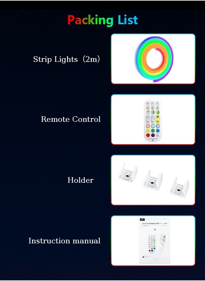 LED Light Strip Neon light with Remote Control, Plug Charge,Waterproof, Ideal for Patterns lighting, TV Backlighting, Gaming Room, Bedroom, and Indoor Decor – Available in Lengths 2m, 3m, 5m - pzsku/Z88975667678424E87790Z/45/_/1730444184/5e0090ce-1126-4728-8180-304a3b92d6ca