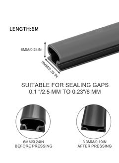 Lemon 6m Self Adhesive Door Seal Strip Insulation Weather Strip for Window and Door Soundproofing D Shape Weather stripping for Door Frame Gap Blocker  (Black)  - Image 2