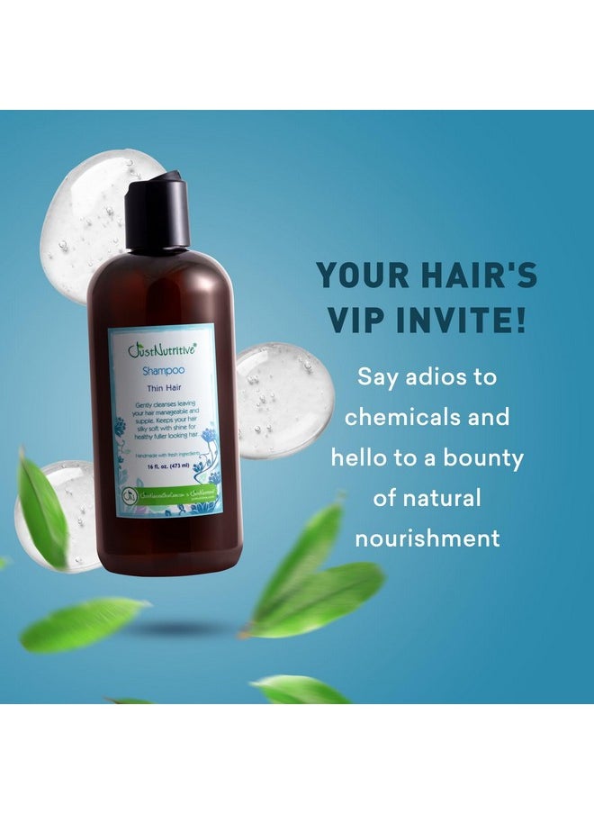 Just Nutritive Thin Hair Shampoo Visibly Thicker Appearance Natural Shampoo For Enhanced Volume 16 Fl Oz  - Image 3