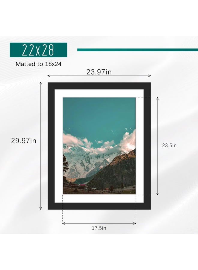Picrit 22x28 Frame 3 Pack, Black Poster Frame, Display Poster 18 x 24 with Mat or 22 x 28 Without Mat for Horizontal or Vertical Wall Mounting - Image 2