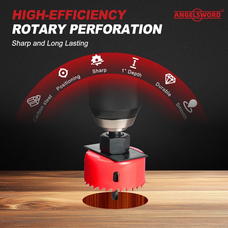 ANGELSWORD Hole Saw Set 24 PCS Double-Ground Teeth Hole Saw Kit, Hole Saw Drill Bit Kit, 3/4"-6" (19-152mm) 14 PCS Saw Blades, for Drywall, Soft Wood, Plywood, Plastic, PVC - Image 3
