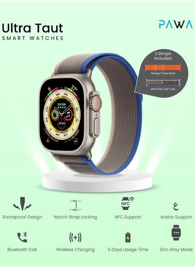 Pawa - Ultra Taut smart watch / 2.2-inch Large Display / Shockproof Design / 108 Active Sports mode / Female Ovulation / NFC Support / Wireless charging / Strap locking - Alpine Black & Trail Blue - Image 1