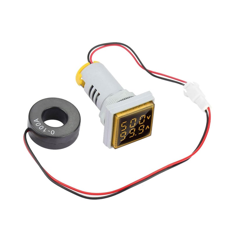 Yellow LED Voltmeter Indicator 0 100A Clear Display Small Wide Measurement Range - Image 1