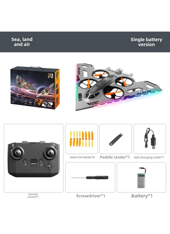 Generic - V22 UAV Sea, Land And Air Remote Control Aircraft Model Fall-resistant Foam Aircraft Glider UAV-Color:Gray* Sea, Land And Air Three-in-one Fighter-Specifications:2 Batteries (complete Set Weighs 510g) - Image 1