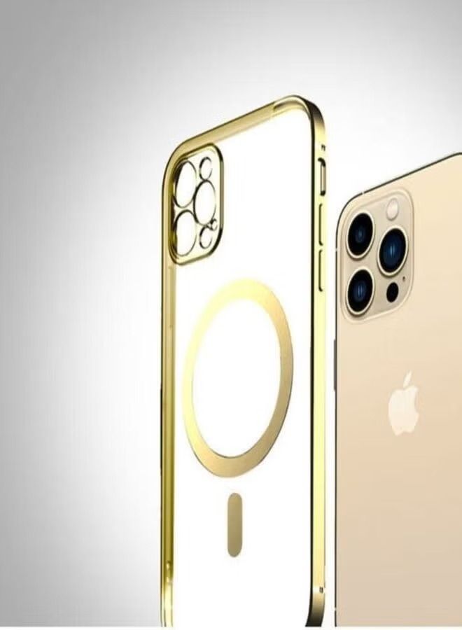 فيسوس جراب شحن لاسلكي مغناطيسي بإطار مغناطيسي ماجسيف لهاتف آيفون 13 برو ذهبي / شفاف - Image 2