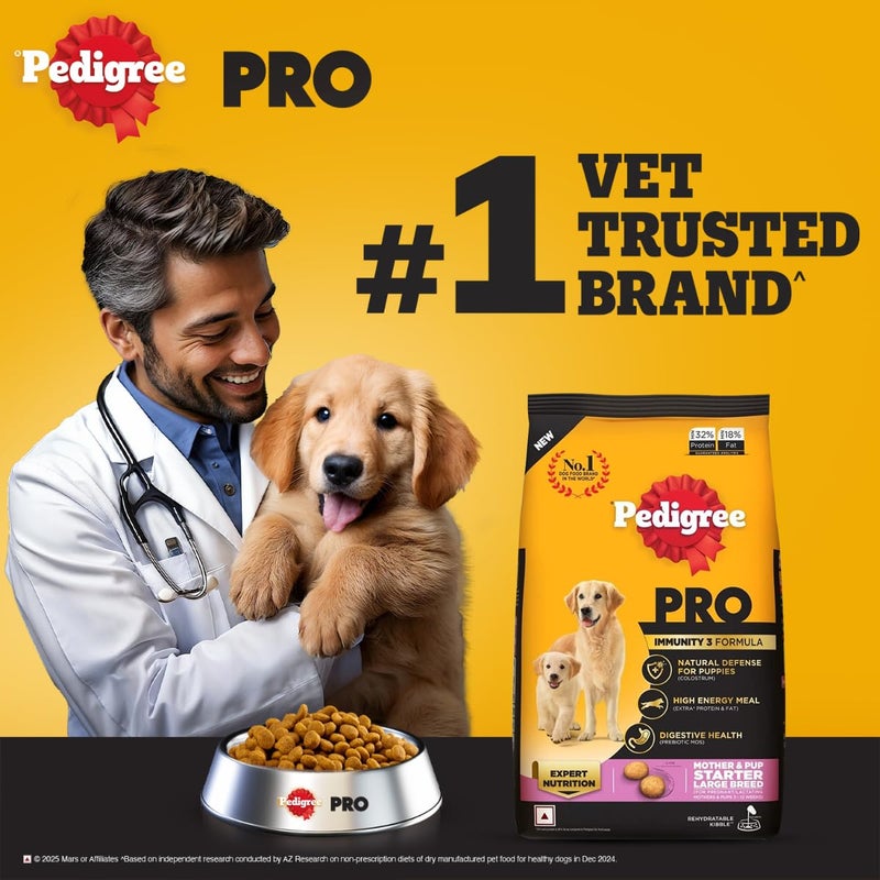 Pedigree PRO Mother & Pup Starter Large Breed, 3 kg Dry Dog Food, Vet Trusted Brand, Expert Nutrition, Quality Protein, 33% More Nutrients (3-12 Weeks) - Image 2