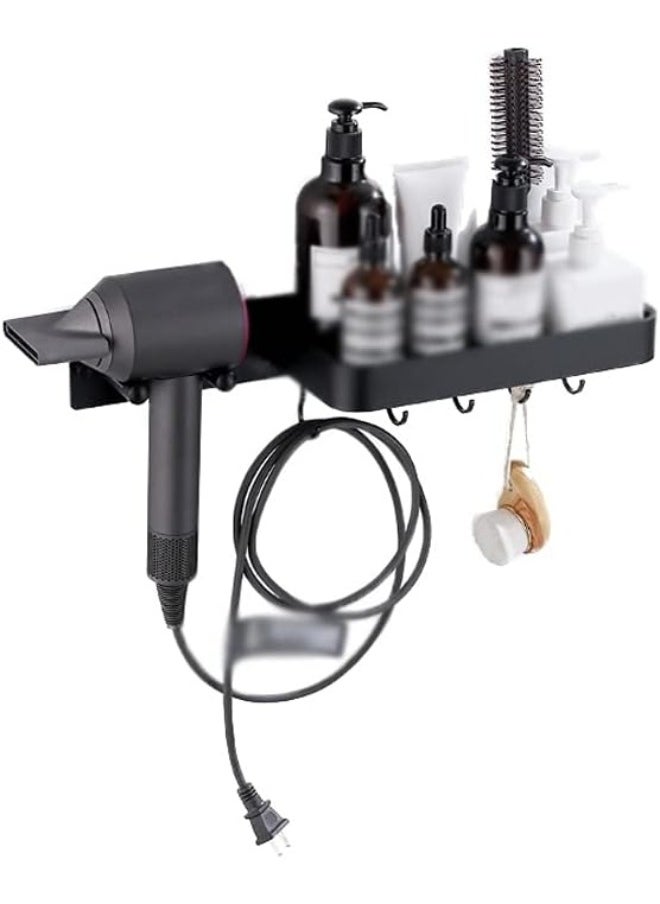 Hihonor Magnetic Storage Organizer for Hair Dryer, Metal Wall Mount Holder Hanger forHair Dryers, Toothbrush Makeup Cosmetic Shelf Rack for Bathroom Bedroom  - Image 1