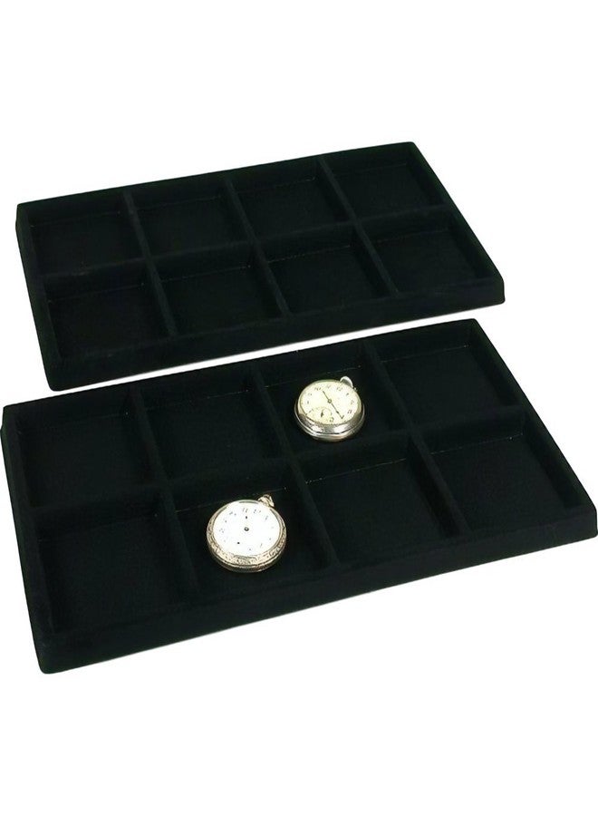 FindingKing 2 Black 8 Slot Pocket Watch Jewelry Display Case Tray Inserts - Image 1