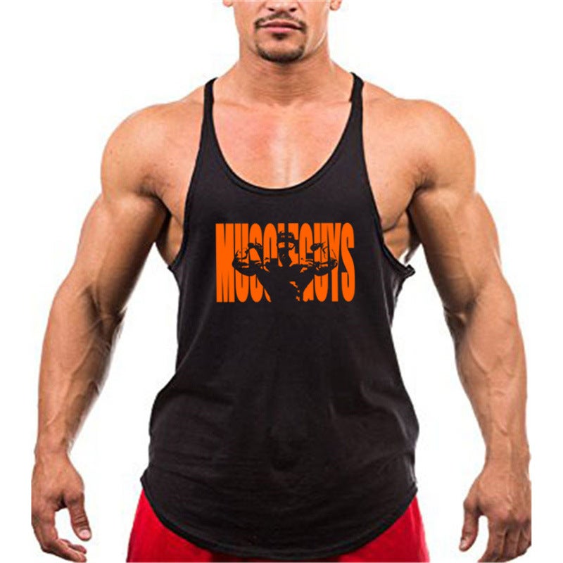 Muscle Men'S Bodybuilding Sports Vest Gym Exercise Hurdle Deep Dig Thin Shoulder Strap Small Camisole Vest - Image 2