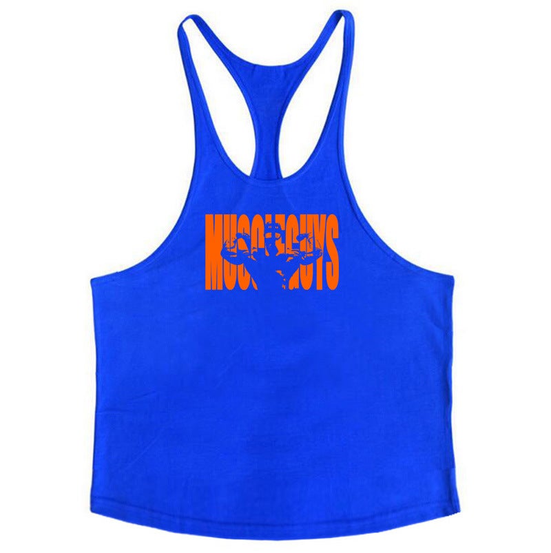 Muscle Men'S Bodybuilding Sports Vest Gym Exercise Hurdle Deep Dig Thin Shoulder Strap Small Camisole Vest - Image 1