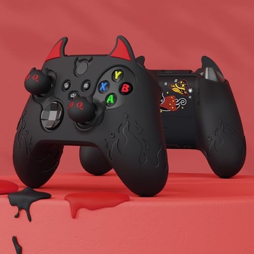 PlayVital Halloween Cute Demon Silicone Cover for Xbox Series X/S Controller, Kawaii Anti-Slip Controller Skin Grip Protector for Xbox Core Wireless Controller with Thumb Grip Caps - Black - Image 3